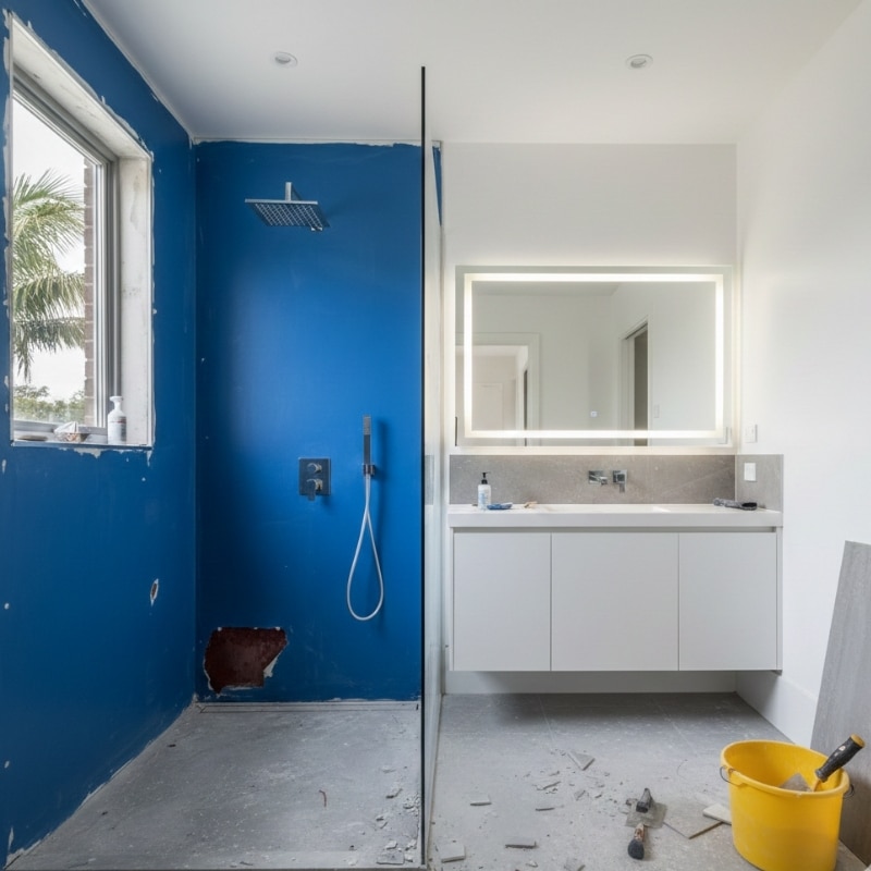 Shower waterproofing system installed beneath bathroom tiles in a Sydney home