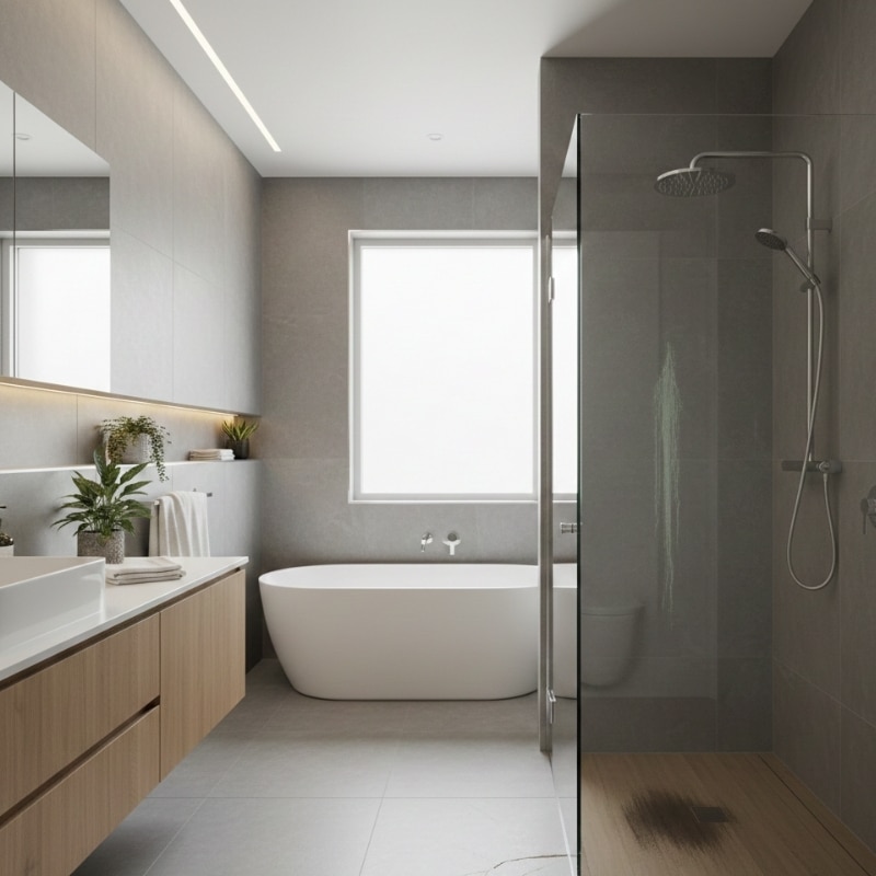 Leaking bathroom in Sydney showing early signs of water damage near shower area